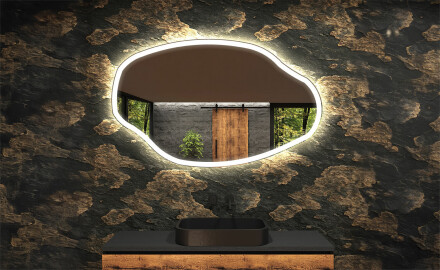 Specchio da bagno LED di forma irregolare O222