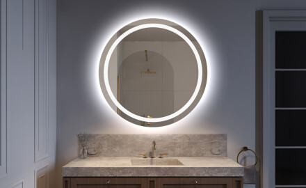 Specchio bagno rotondo con luci LED L33