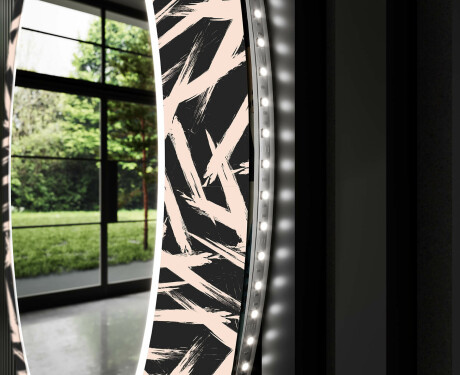 Rotondo specchio decorativi con luci LED da soggiorno - Lines #11
