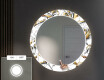 Rotondo specchio decorativi grande con luci LED per ingresso - Golden Flowers #4
