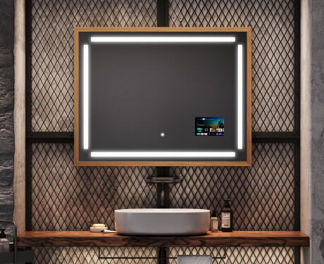 Rettangolare specchi con luci LED con cornice - FrameLine L124